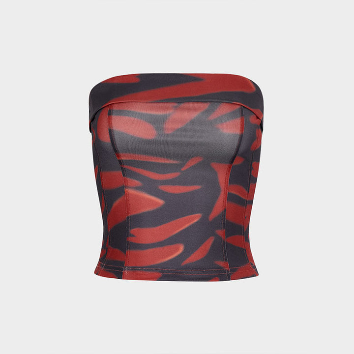 Women's Bandeau Top with Stylish Pattern and Elastic Fit EB