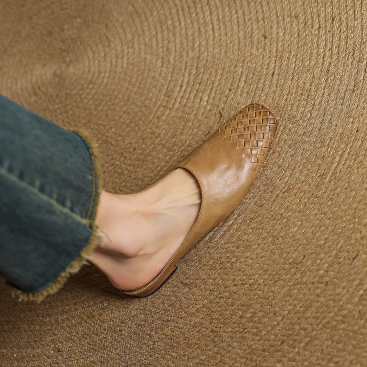 Ladies Leather Mules with Braided Front