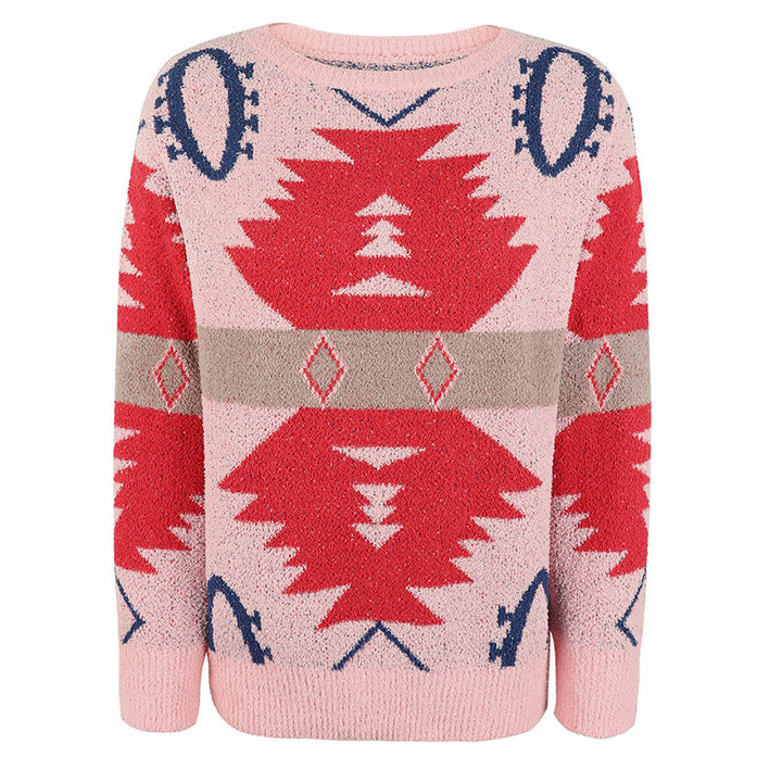 Casual Geometric Knit Pullover
