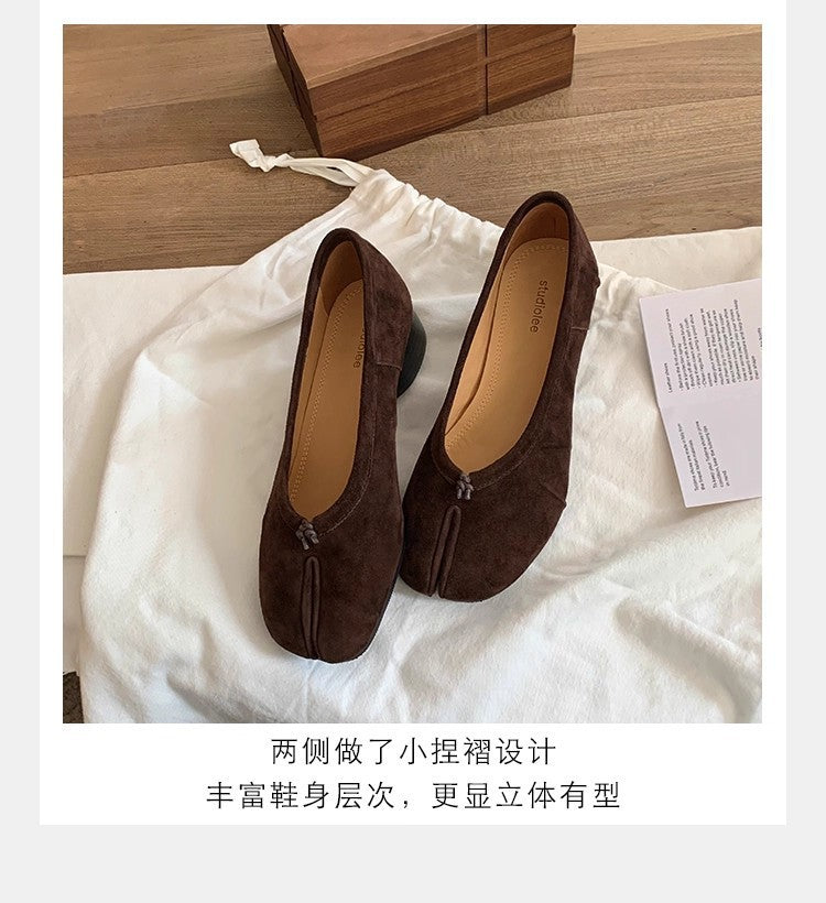 Ladies' Ballerinas with Special Toe Opening and Comfortable Block Heel EB