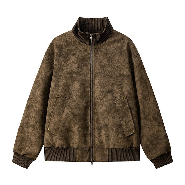 Women's Elegant Faux Leather Jacket with Stand Collar Célinea, view 2 - Elena Harper