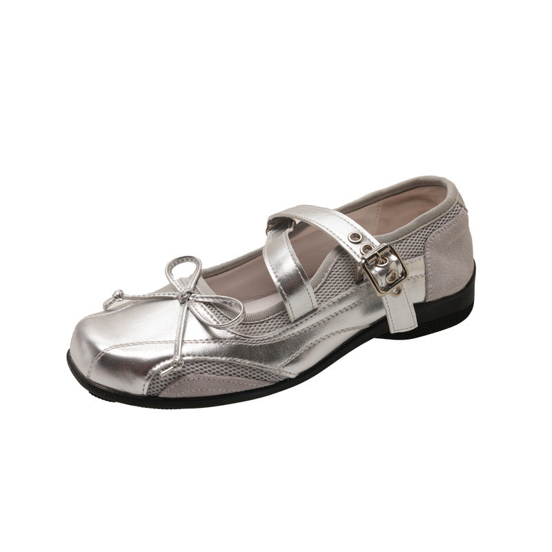 Ladies' Ballerinas with Stylish Strap and Elegant Metallic Design EB