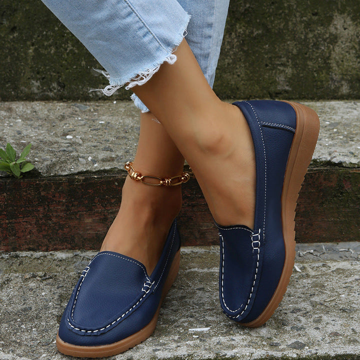 Women's Slip-On Loafers with Contrast Stitching