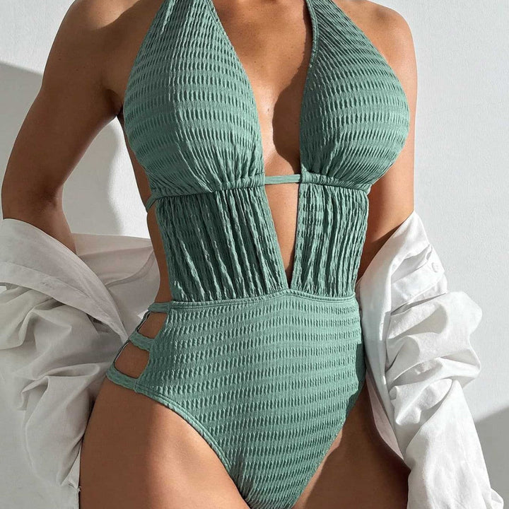Women's Swimsuit with Deep V-Neck and Ruching EB