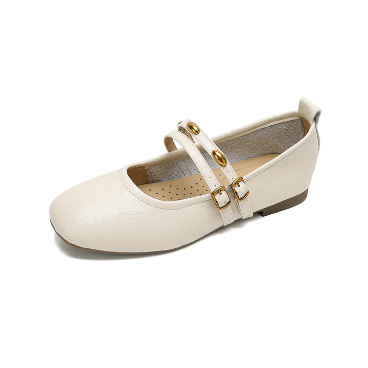 Women's Ballerinas with Elegant Double Straps and Practical Buckles EB