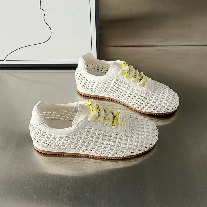 Women's Breathable Lace-Up Sneakers with Fashionable Mesh Design EB
