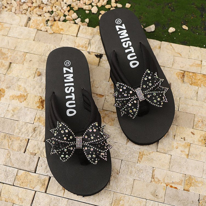 Ladies' Bath Sandals with Elegant Bow Design and Non-Slip Sole EB