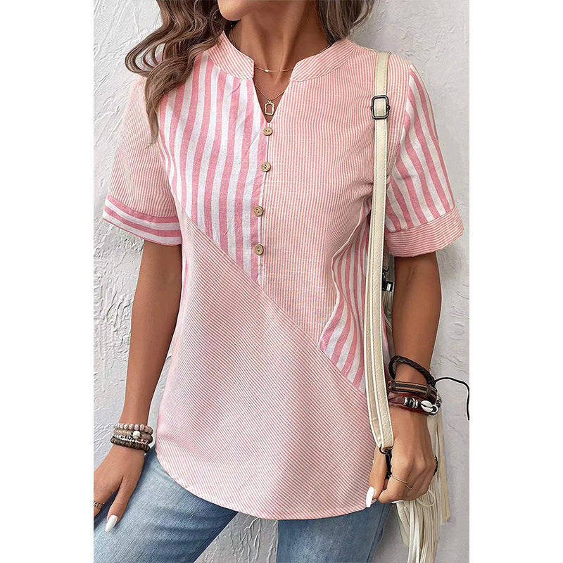 Abby – Striped Blouse with Buttons