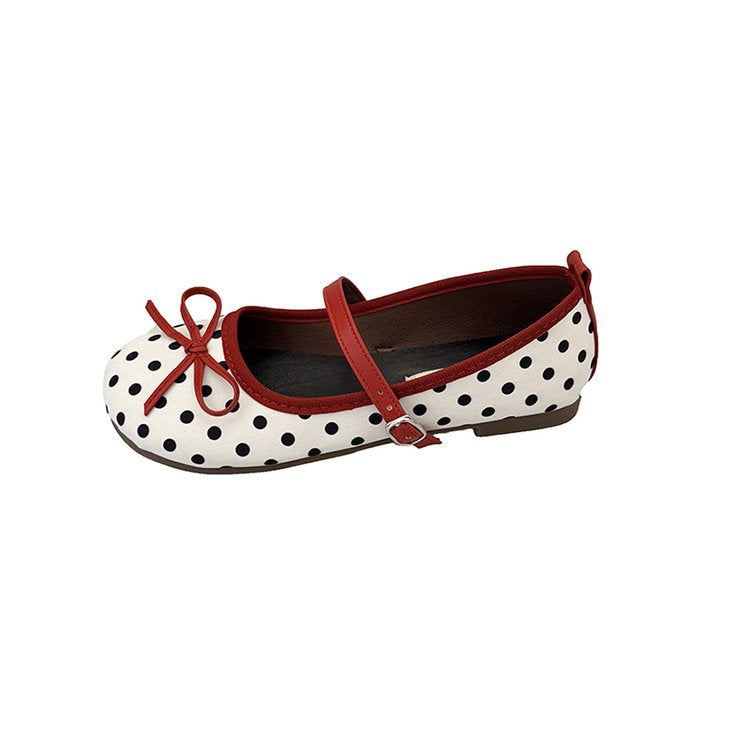 Ladies' Ballerinas with Decorative Bow Design and Polka Dot Pattern EB
