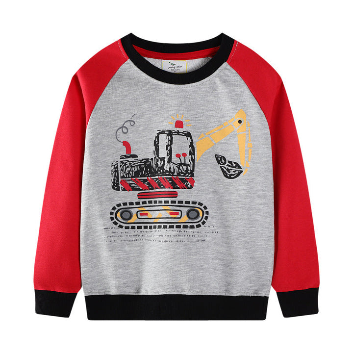 Boys Sweatshirt with Creative Excavator Motif EB