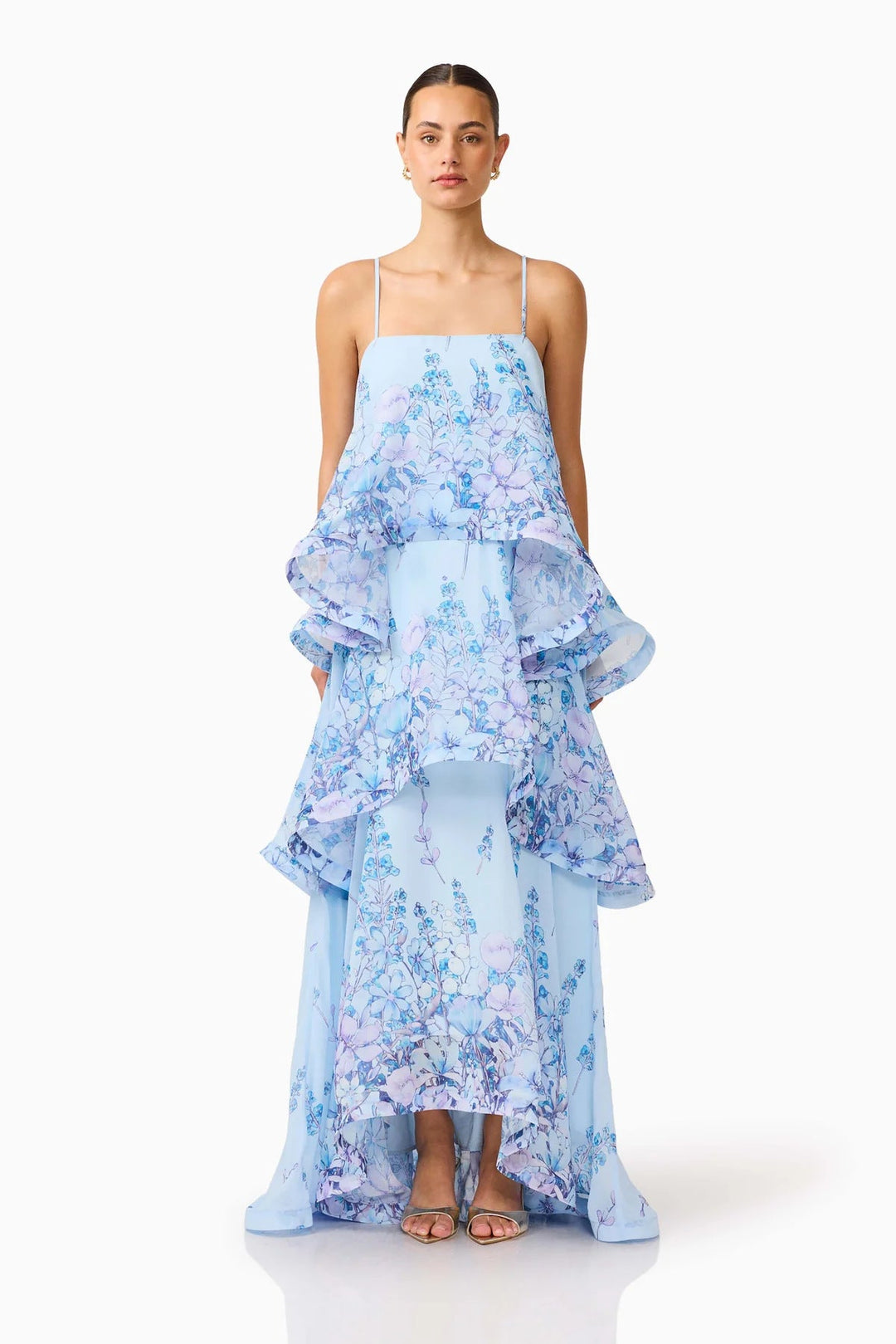 Women's Elegant Ruffle Detail Maxi Dress