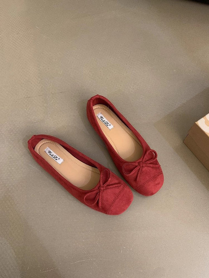 Ladies' Comfortable Ballet Flats with Decorative Bow Accent and Elastic Footbed EB