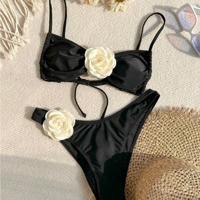 Women's Bandeau Bikini with Floral Details EB