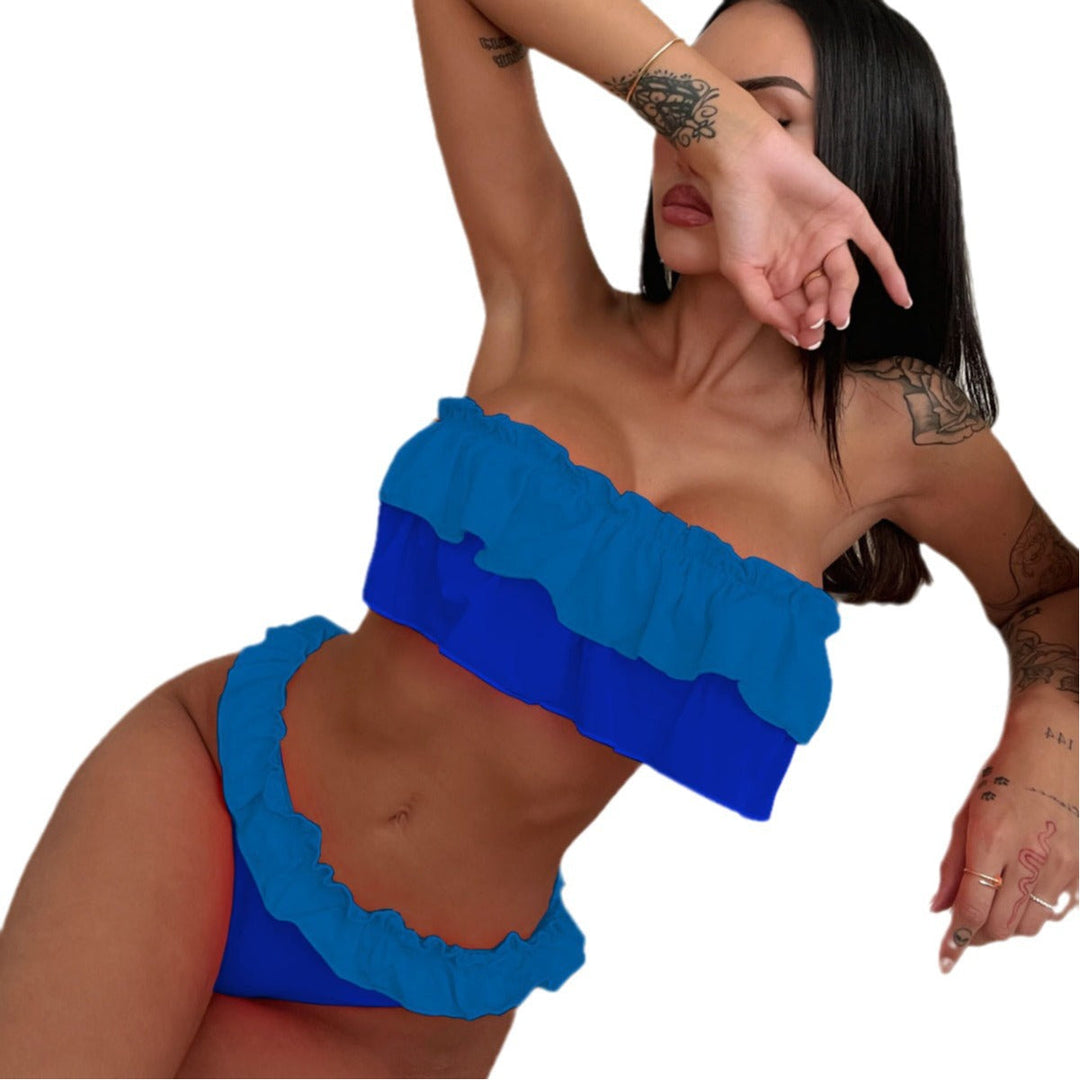 Women's Swim Set with Ruffled Bandeau Top EB