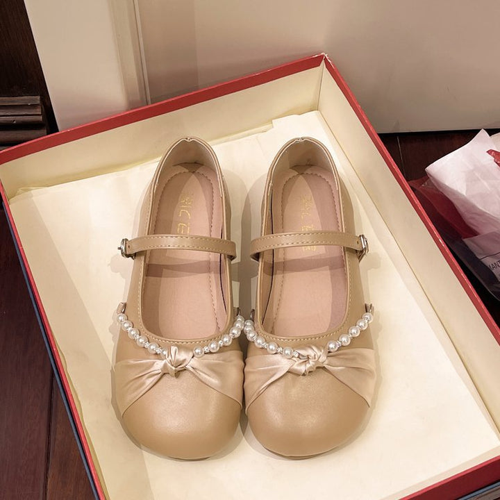 Ladies' Ballerinas with Pearl Accent and Adjustable Strap EB