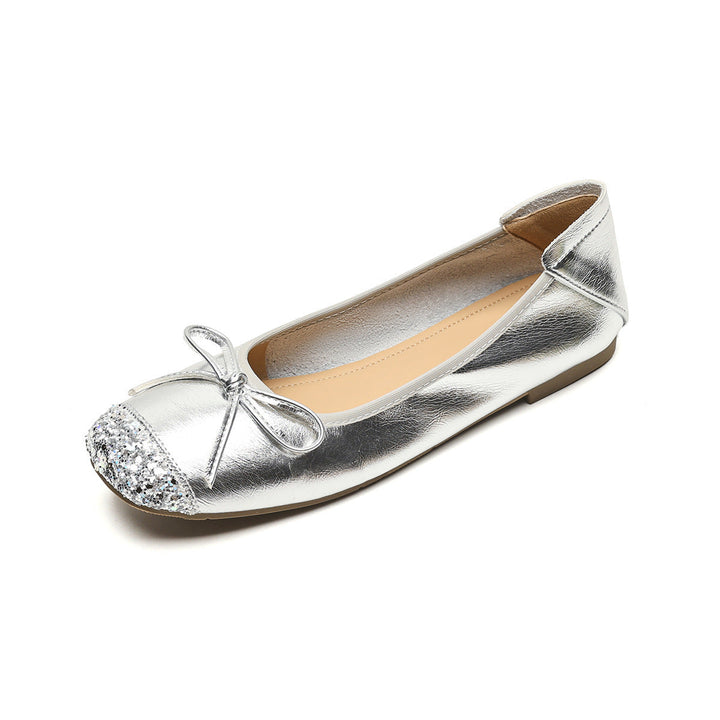 Ladies' Ballerinas with Shimmering Bow Accent EB