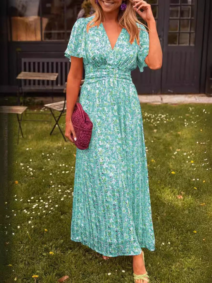 Élina Long flowy dress with floral patterns - Elena Harper