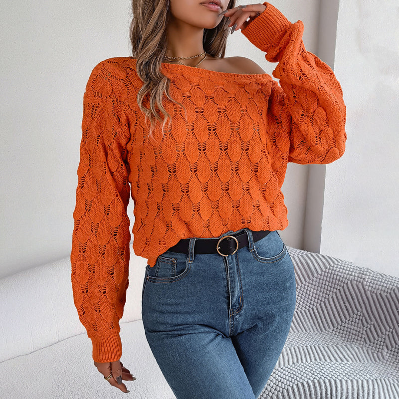 Casual Hollow Knit Pullover