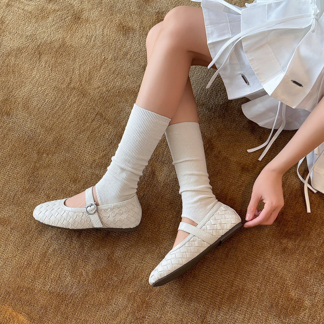 Ladies' Ballerinas with Fashionable Braided Design and Decorative Strap EB