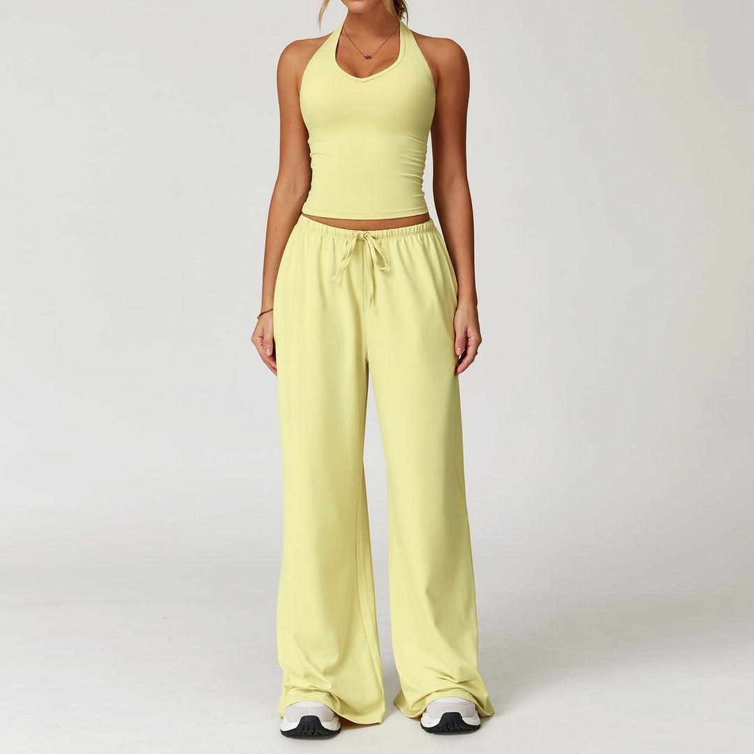 DINGDING Casual Crop Tank Top and Wide Leg Pants Set - Elena Harper
