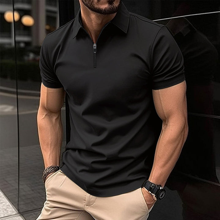 Men's Modern Performance Zip Polo Shirt - Effortless Style & Comfort