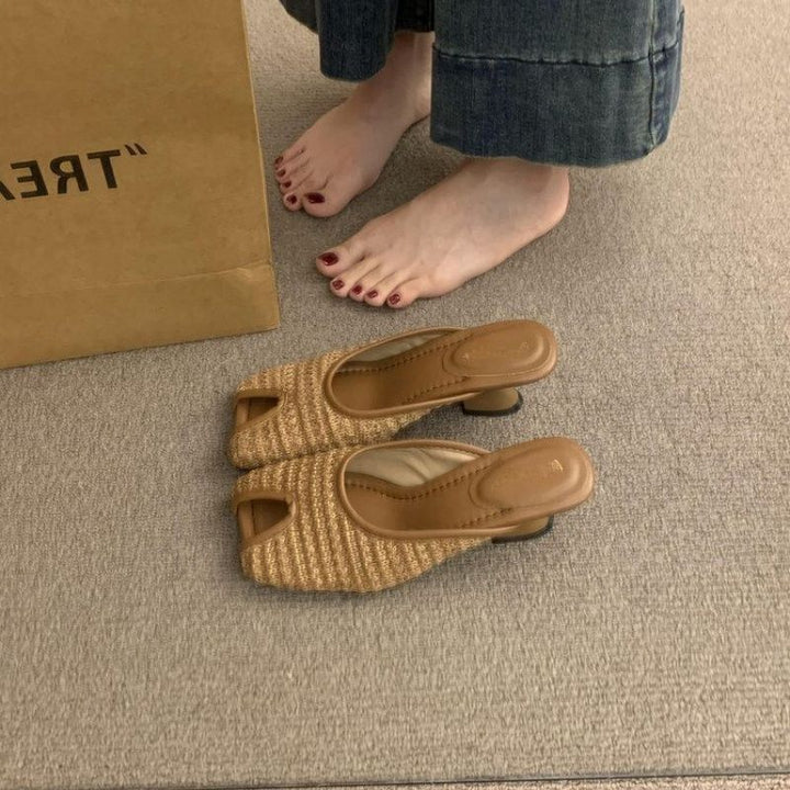 Women's Breathable Mules with Elegant Ruffle Design EB