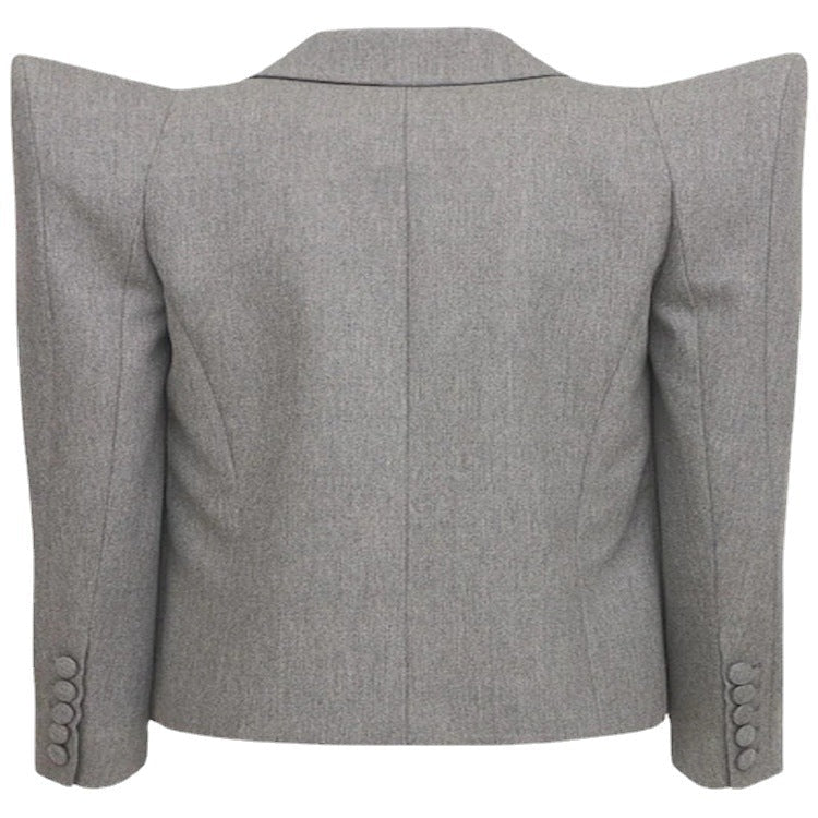 Women's Three-Piece Tailoring Set with Emphasized Shoulder Blazer, Top, and Bermuda Shorts Echoarchive, view 4 - Elena Harper