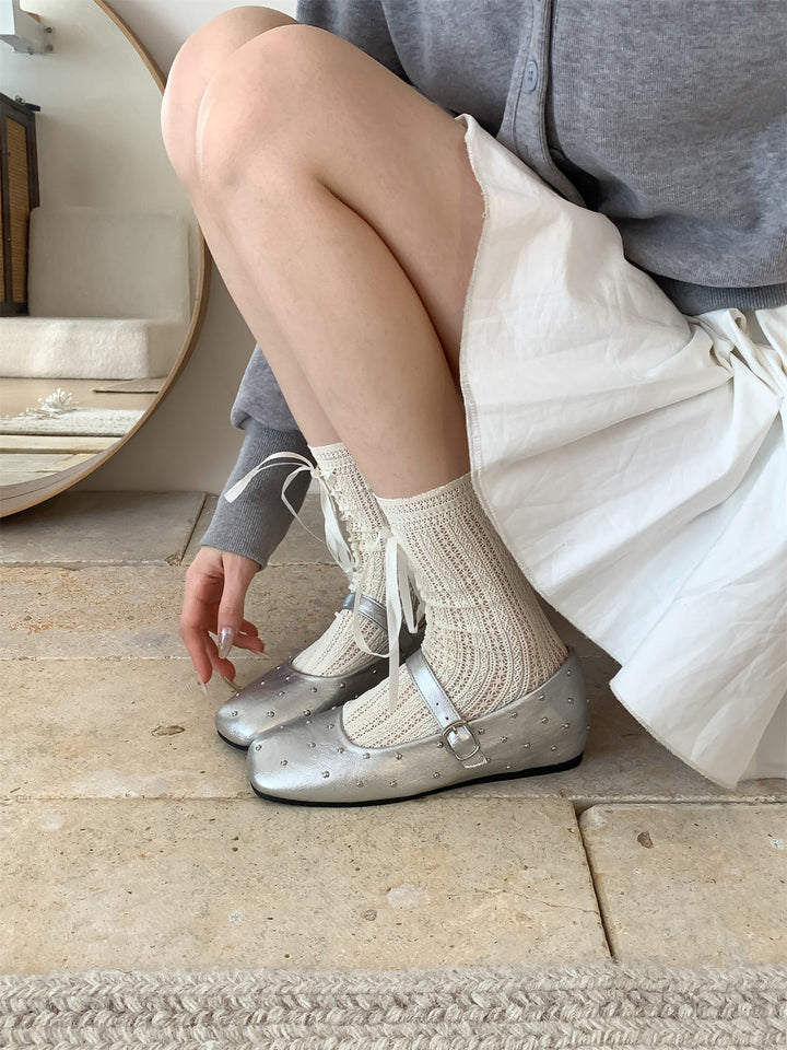 Ladies' Ballerinas with Decorative Buckle and Sparkling Design EB