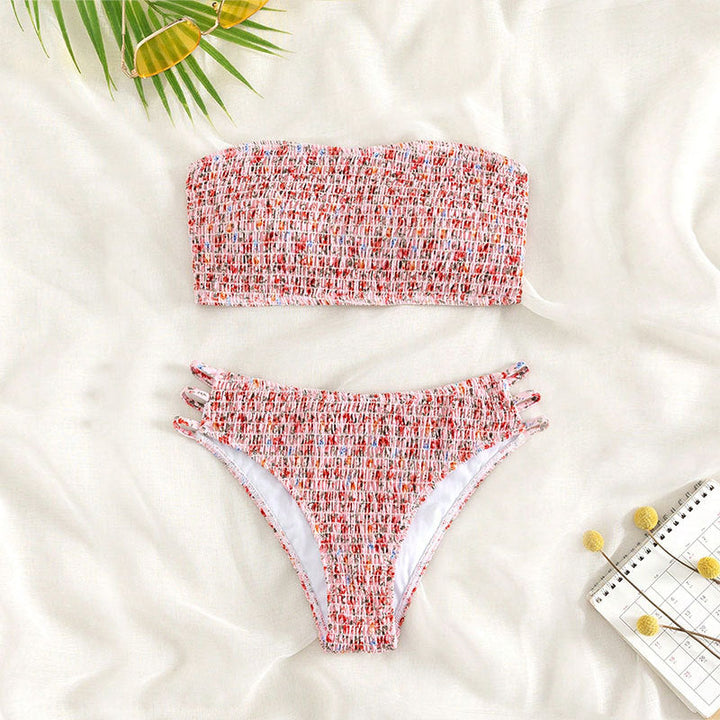 Women's Bandeau Bikini with Fashionable Knot Design EB