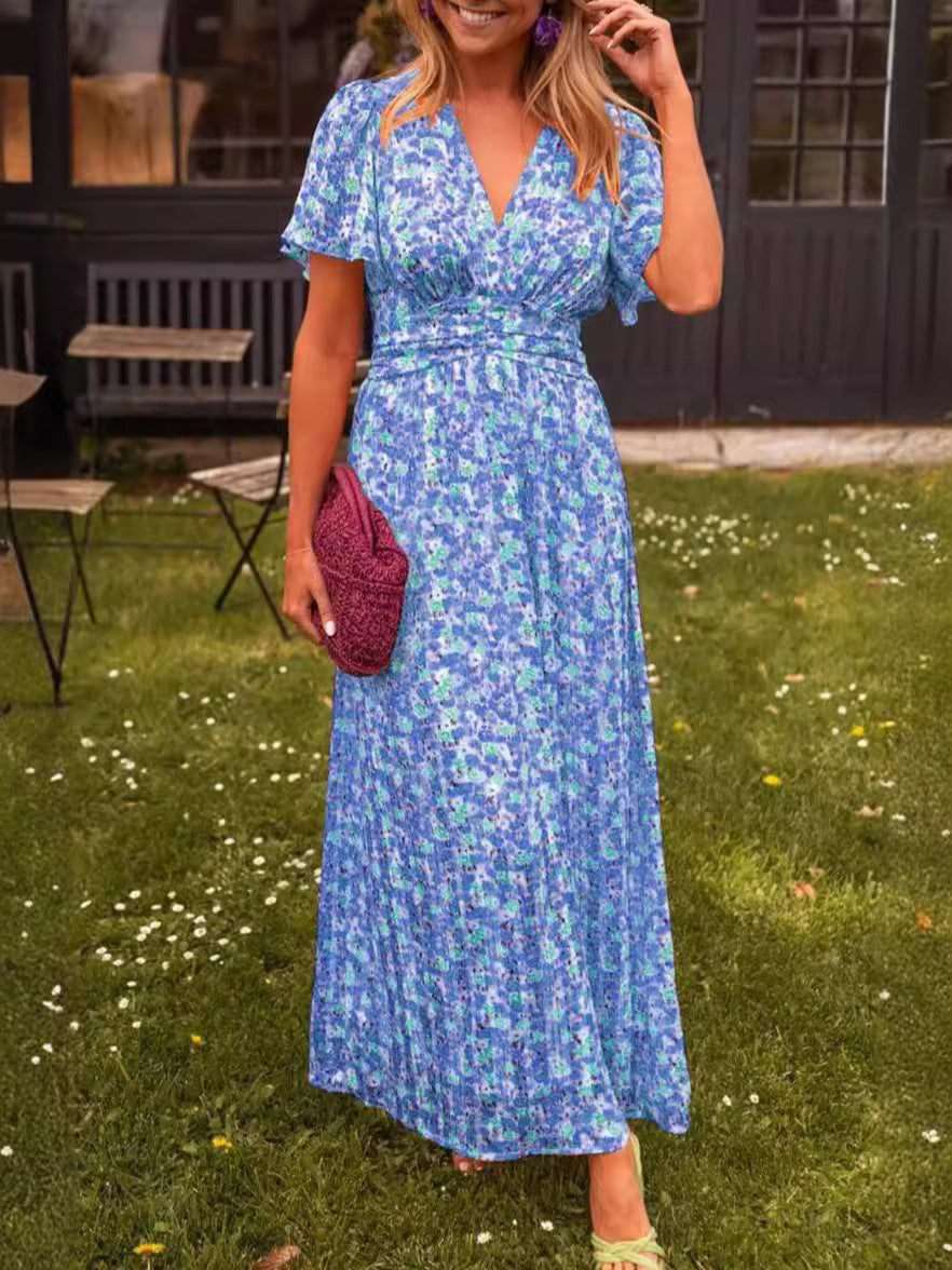 Élina Long flowy dress with floral patterns - Elena Harper