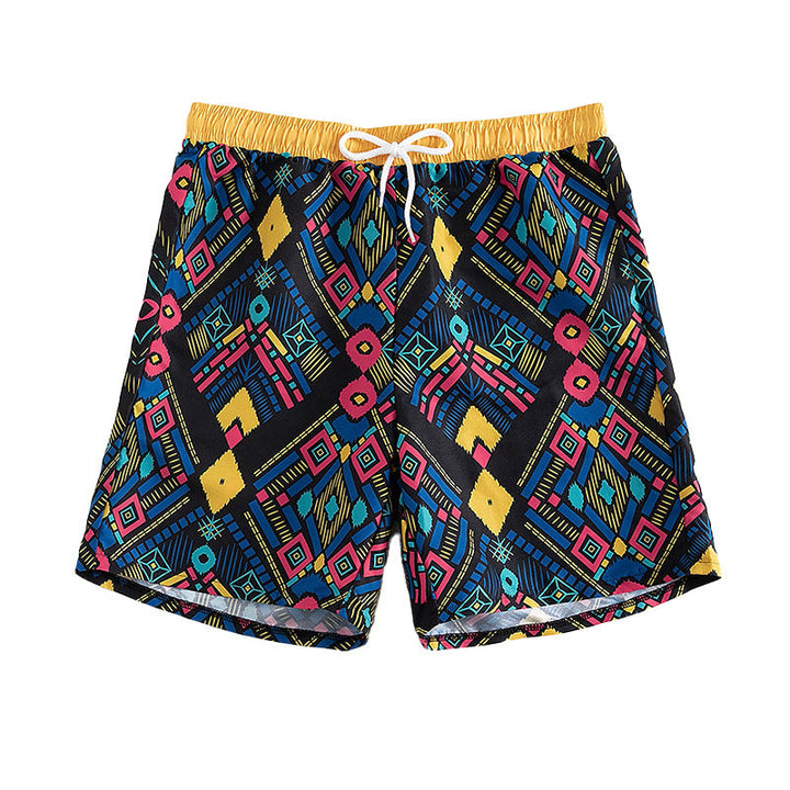 Women's Swim Shorts with Elastic Waistband and Colorful Geometric Patterns EB