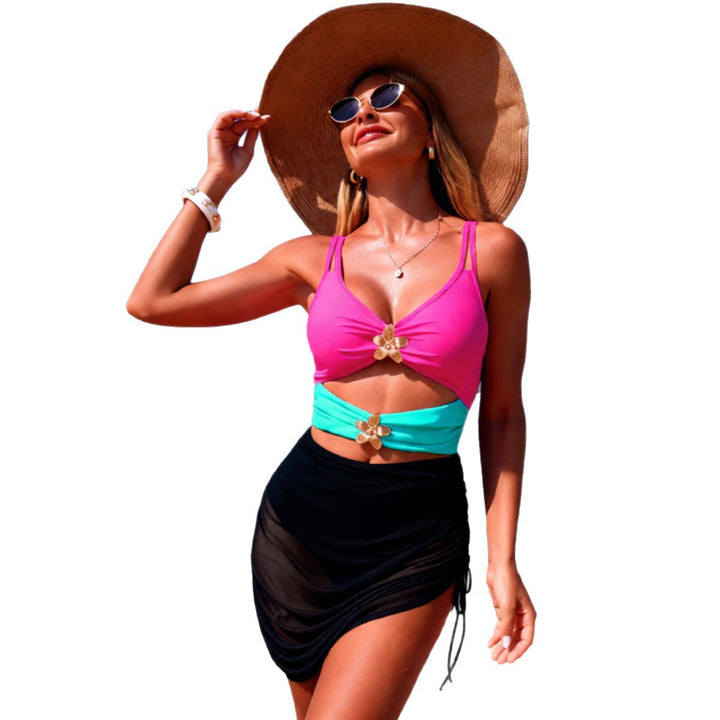 Women's Swim Top with Cut-Outs and Ruffles EB
