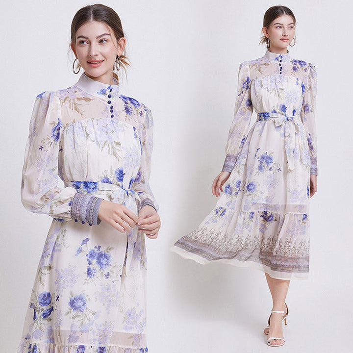 Sarah Elegant Floral Chiffon Dress - Elena Harper