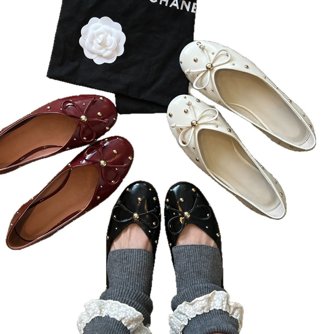Ladies' Ballerinas with Decorative Bow Application and Sparkling Details EB