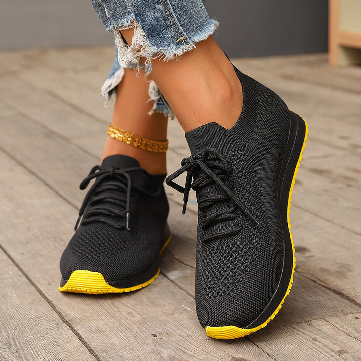 Women's Breathable Running Sneakers with Elastic Mesh Upper EB