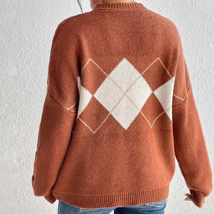Casual Geometric Knit Pullover