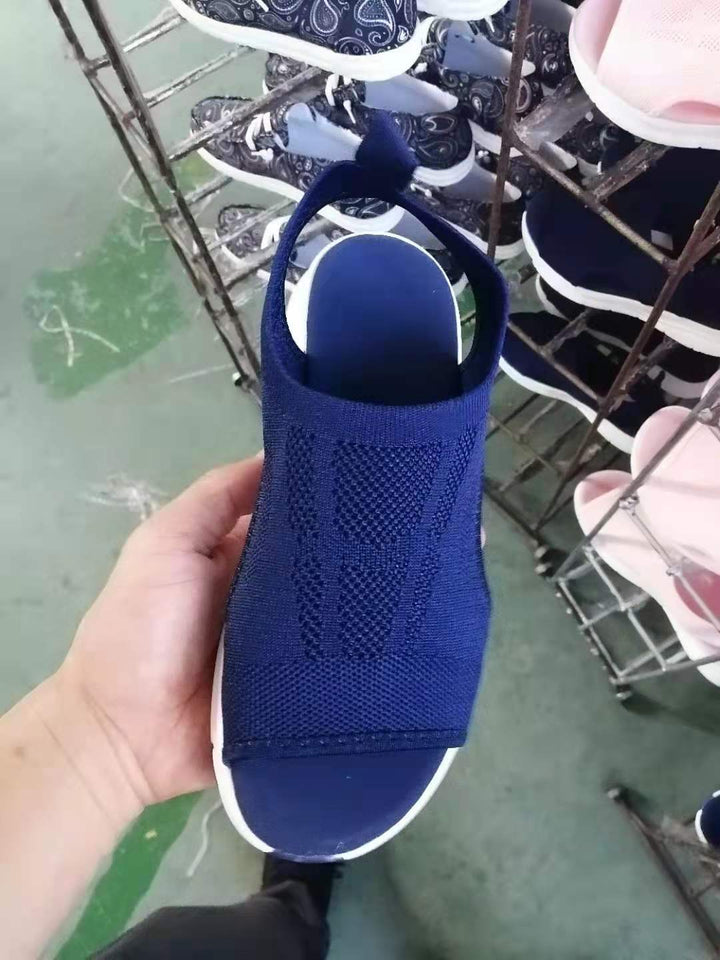 Women's Breathable Casual Sandals with Elastic Knit Upper EB