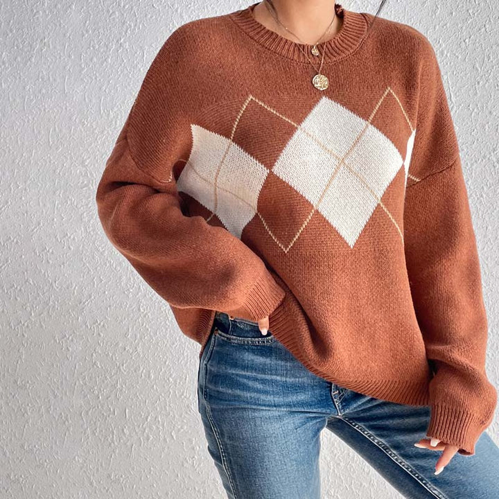 Casual Geometric Knit Pullover