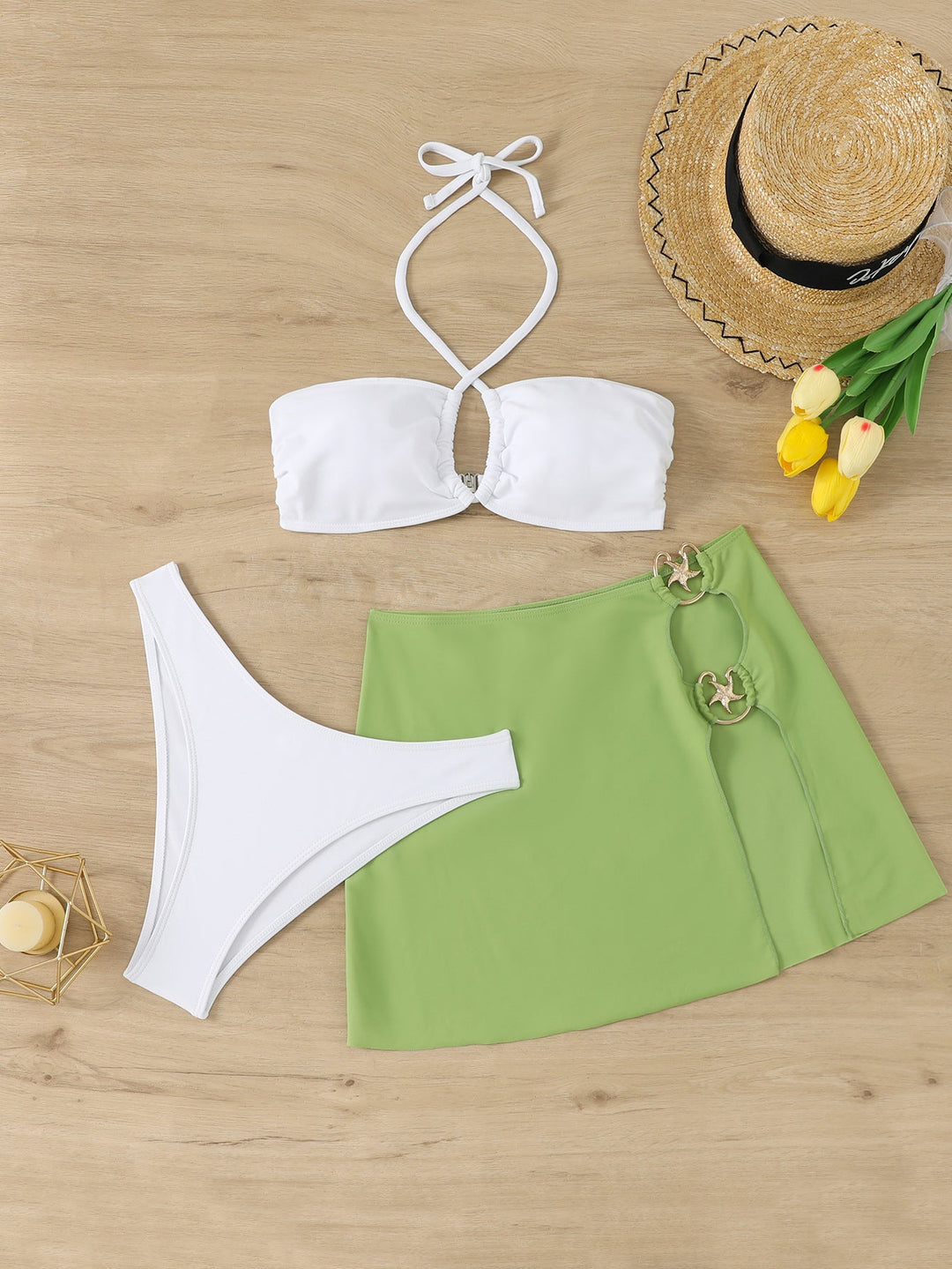 Women's Swim Set with Trendy Top and Fashionable Bikini Bottom EB