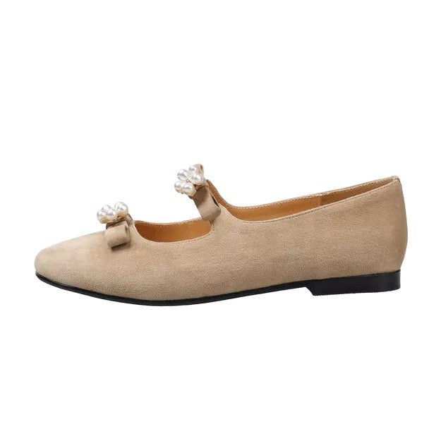 Women's Ballerina Shoes with Decorative Flower Accent and Flexible Strap EB