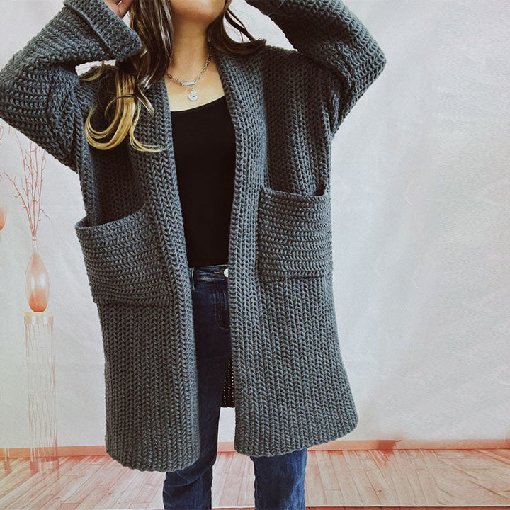 Casual Knitted Cardigan in Solid Color