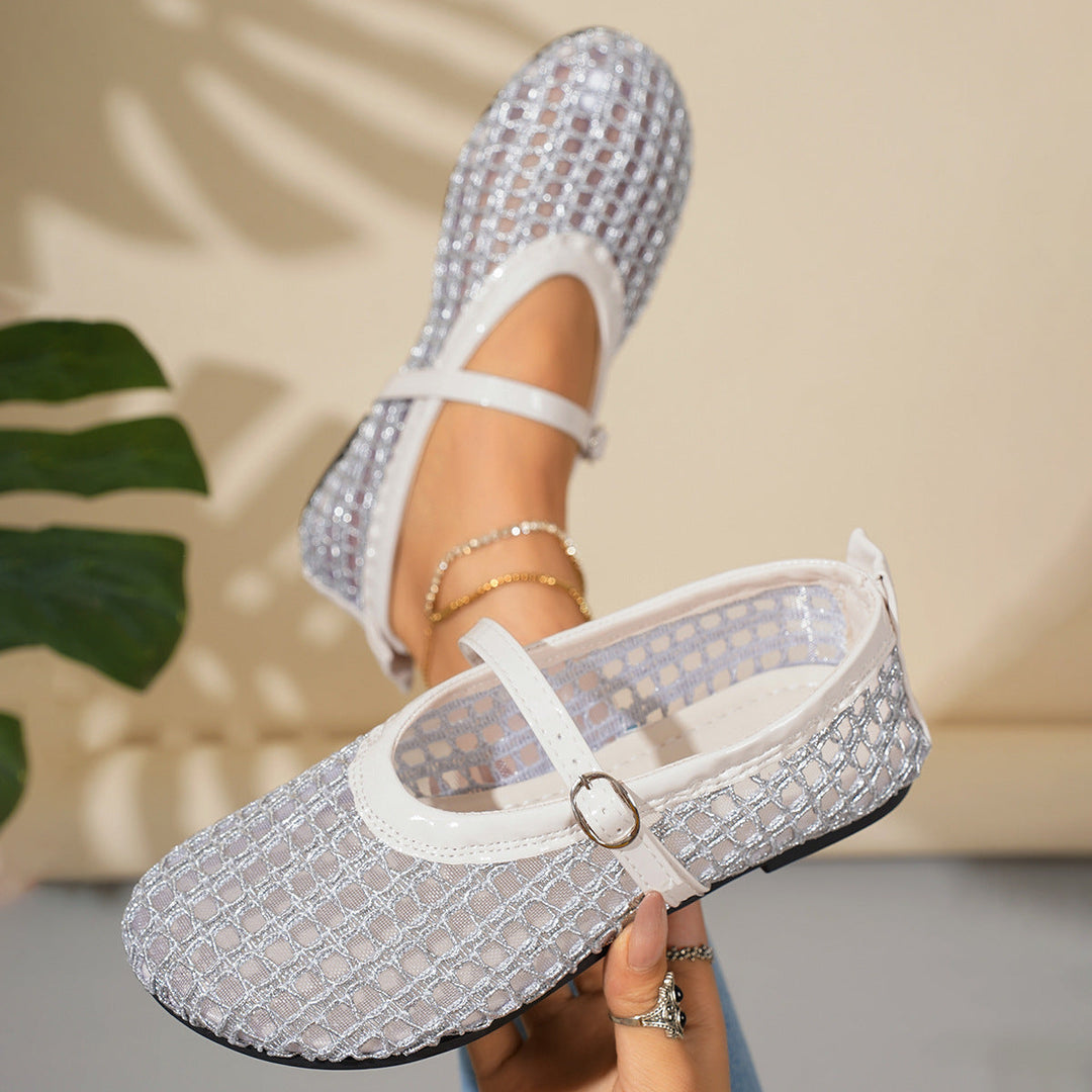 Ladies' Ballerinas with Elegant Buckle Application and Breathable Mesh Structure EB
