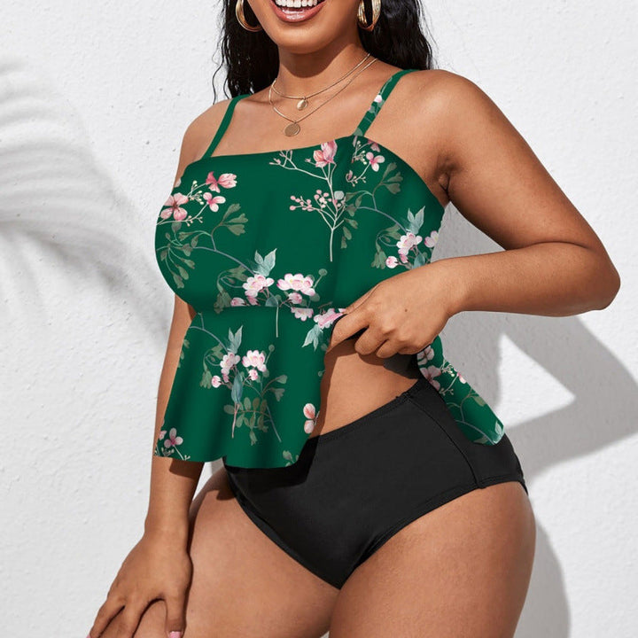 Women's Swimsuit with Stylish Flounce Skirt and Floral Design EB