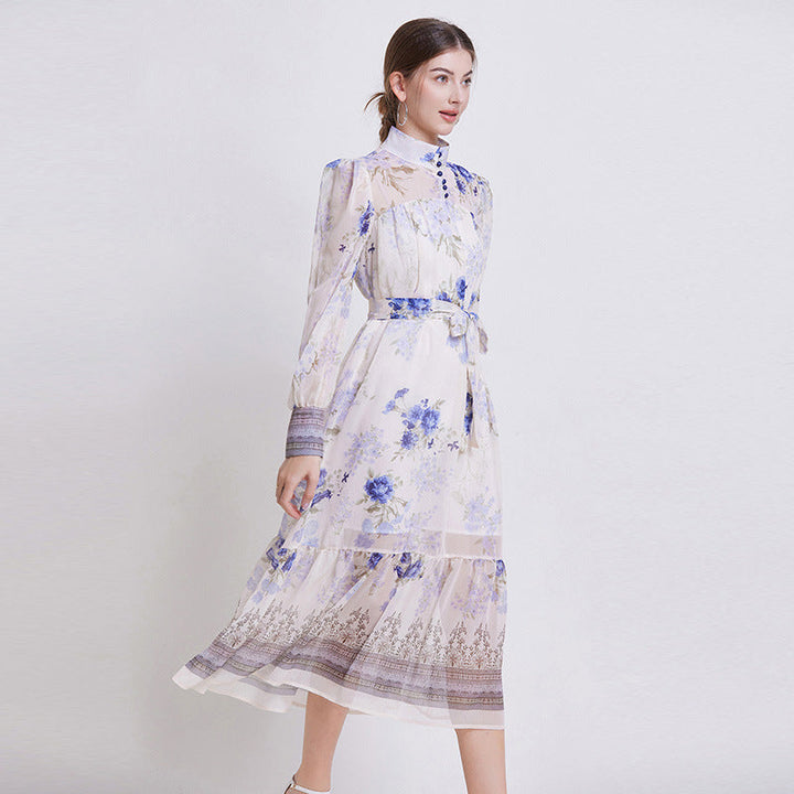 Sarah Elegant Floral Chiffon Dress - Elena Harper