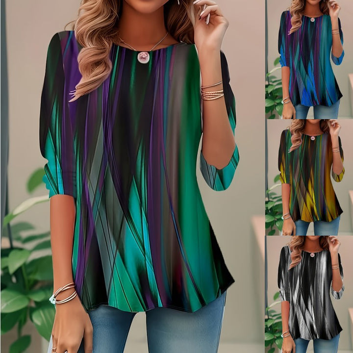 Women's Abstract Pattern Relaxed Fit Blouse - Effortless Style