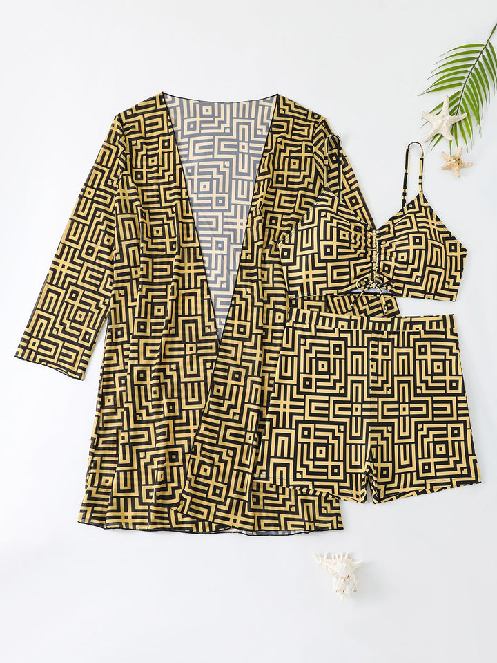 Women's Swimwear Set with Stylish Kimono and Shorts EB