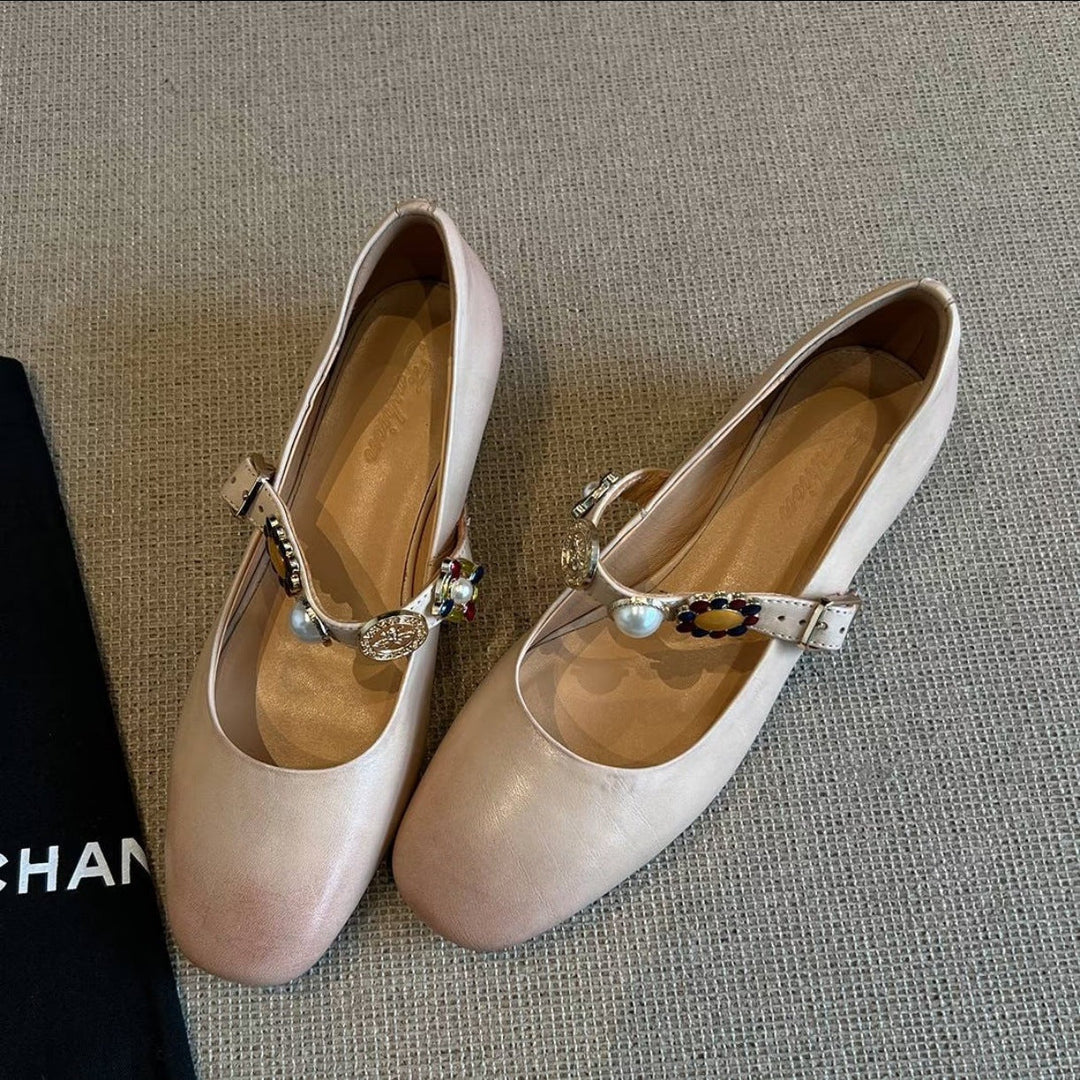 Ladies' Ballerina Shoes with Decorative Buckle and Elegant Design EB