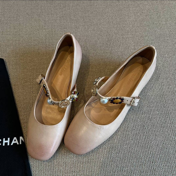 Ladies' Ballerina Shoes with Decorative Buckle and Elegant Design EB