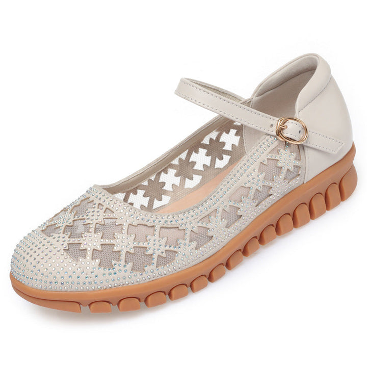 Ladies' Ballerinas with Adjustable Strap and Sparkling Rhinestone Details EB