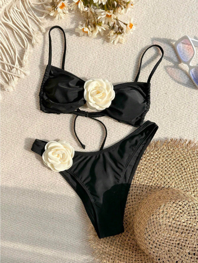 Women's Bandeau Bikini with Floral Details EB